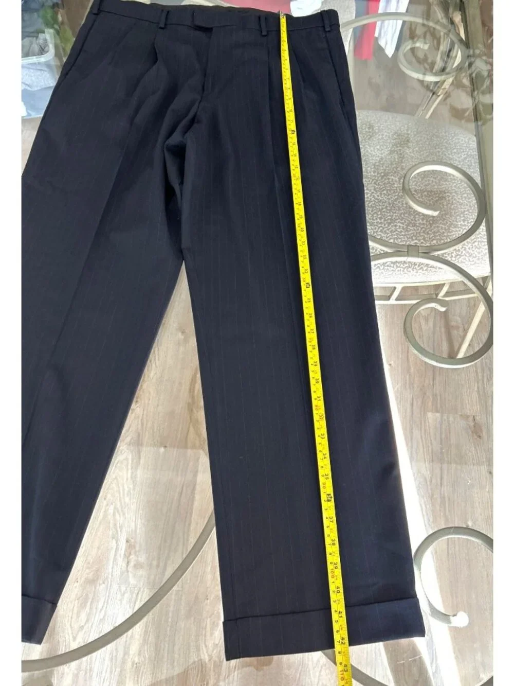 Dockers Mens Pinstriped Wool Blend Dress Pants W38 L32 Black